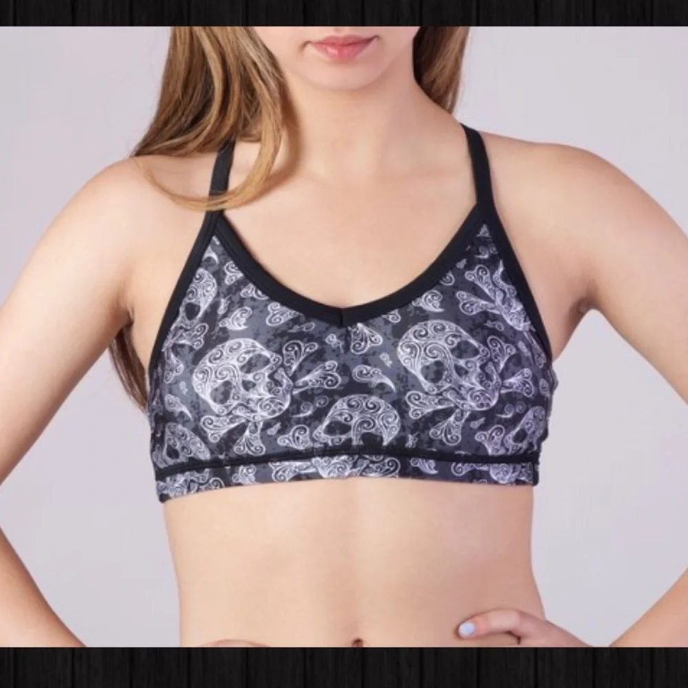💥HP💥NWT Sports Bra, Emily HSU Designs, Skulls - Picture 3 of 6